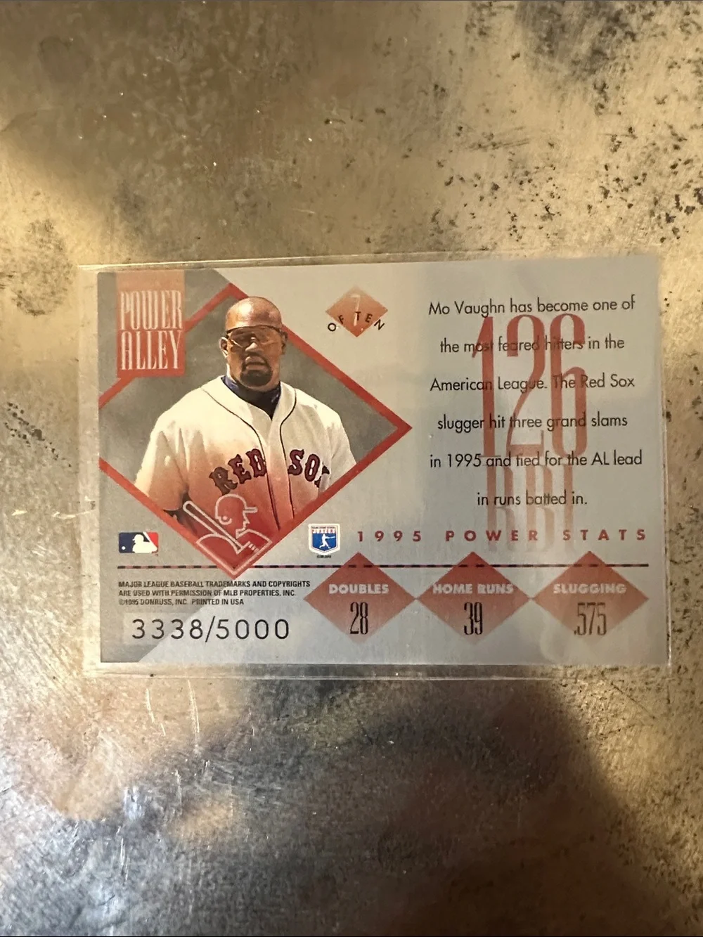 Boston Red Sox Holographic Trading Card - Red, White donruss power alley Mo Vaug